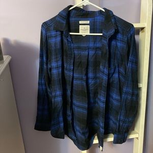 Blue and black flannel shirt